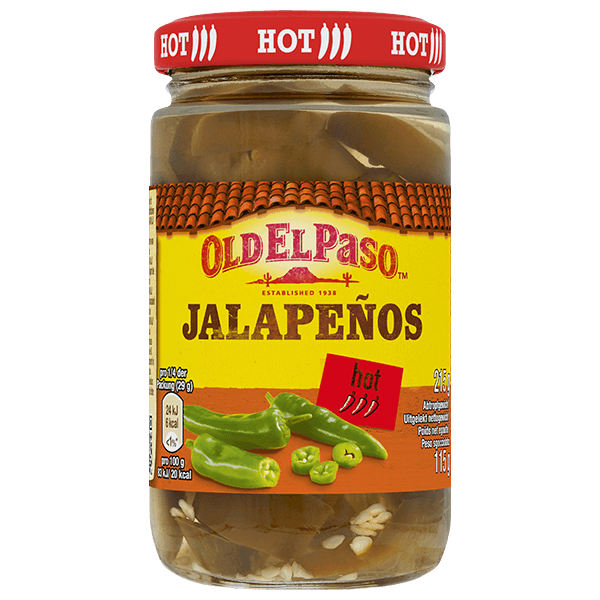 ein Glas mit scharfen, geschnittenen Jalapenos von Old El Paso, 215 g